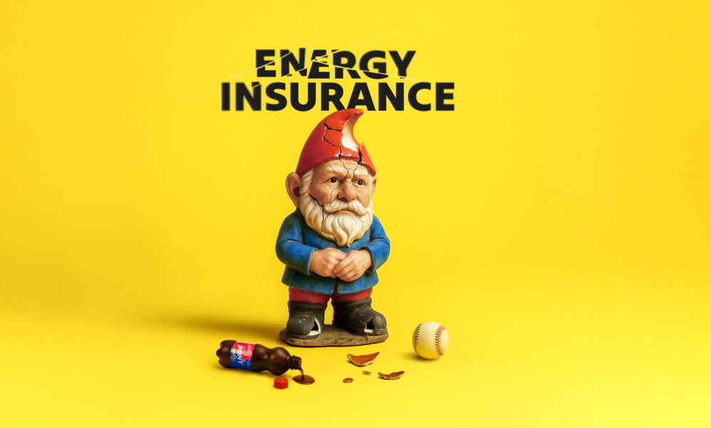 A broken gnome with a pony malta drink bottle and ball by it's feet