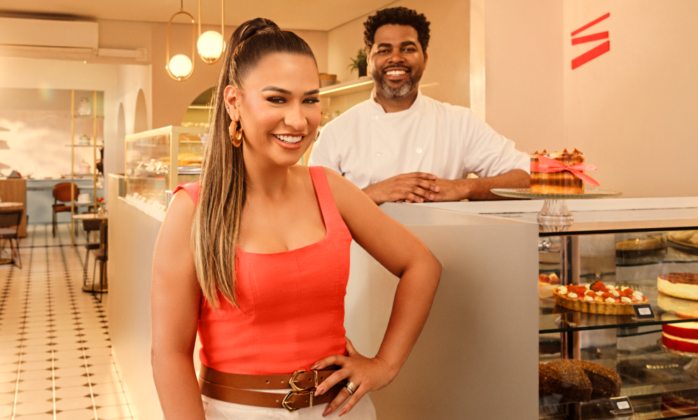 Simone Mends, the singer, in a bakery for the new Serena campaign