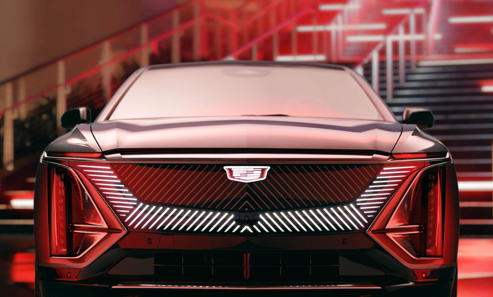 Cadillac LYRIQ still image with a red hue of lighting