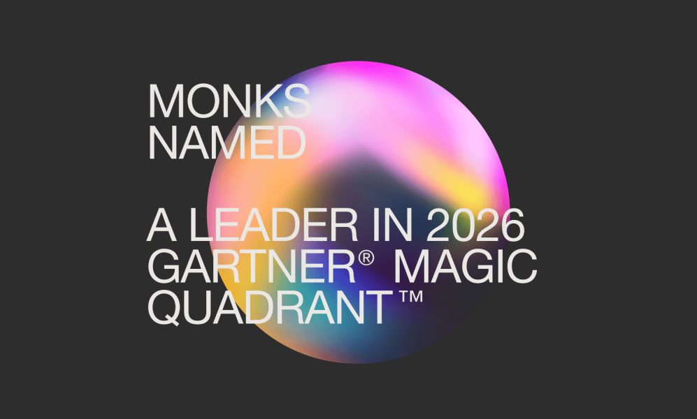 Abstract graphic that reads: Monks Named a Leader in 2026 Gartner Magic Quadrant.
