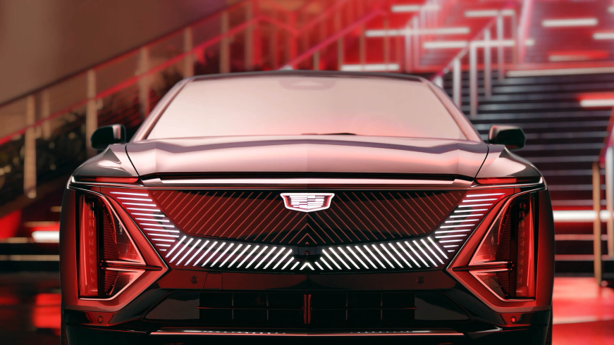 Cadillac LYRIQ still image with a red hue of lighting