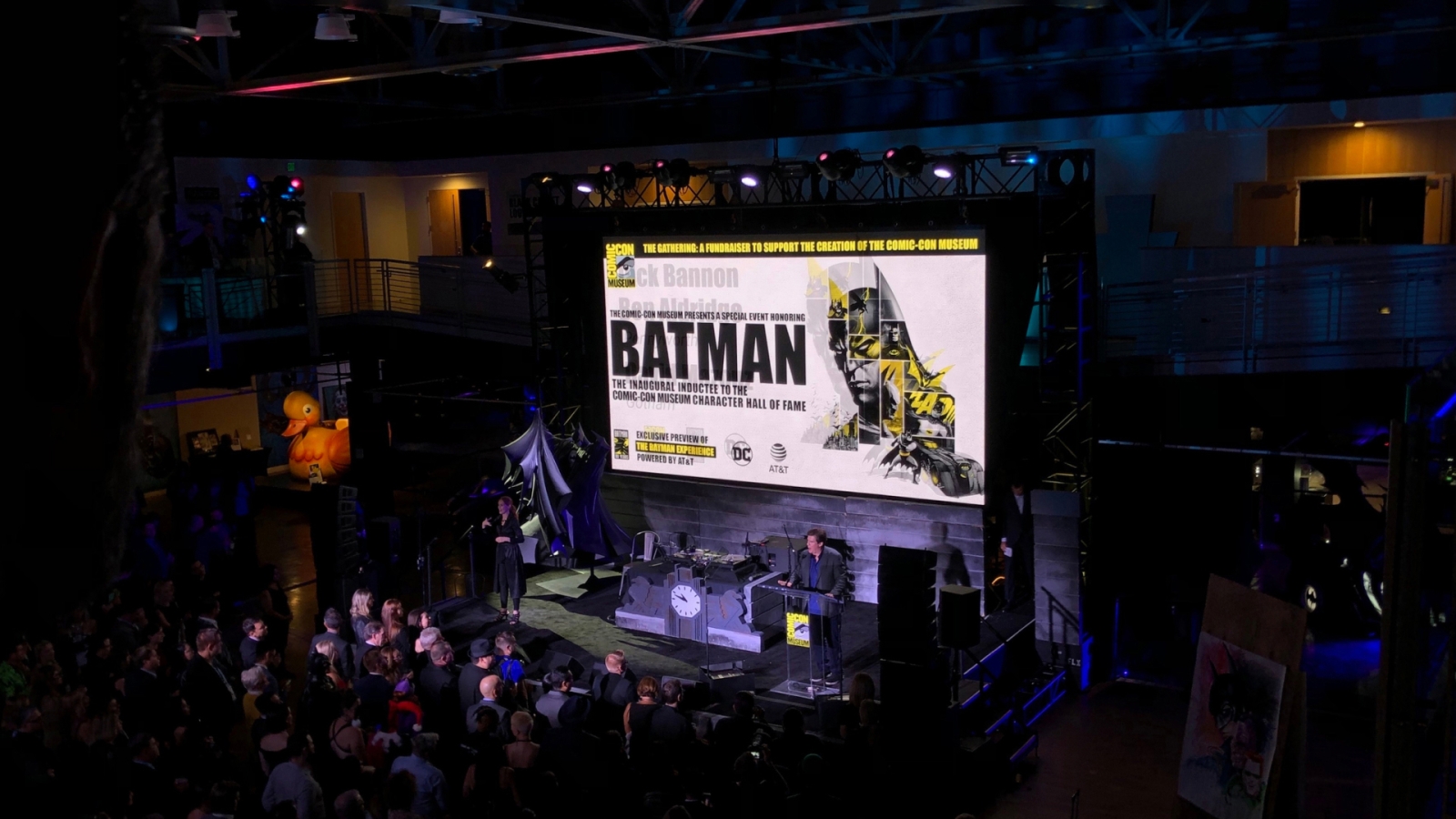 Birds eye view of fans lining up for the Batman Experience