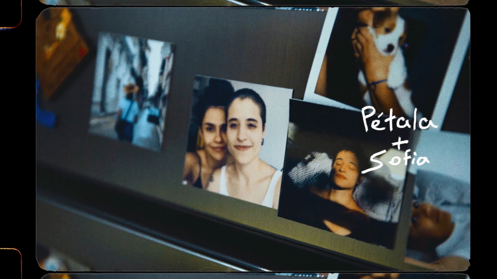 Photos of a couple together, with text Petala + Sofia