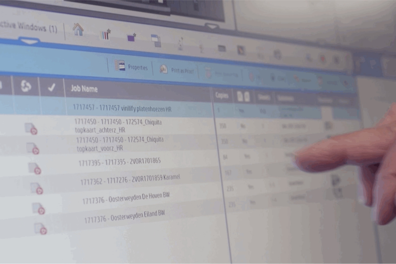 Photo of computer screen with print job window open