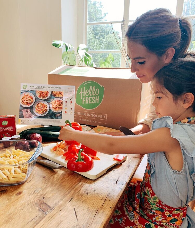 Mother at table with child