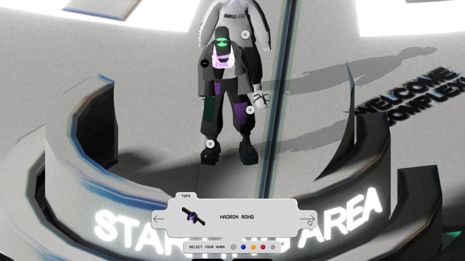 A ComplexLand avatar choosing their outfit