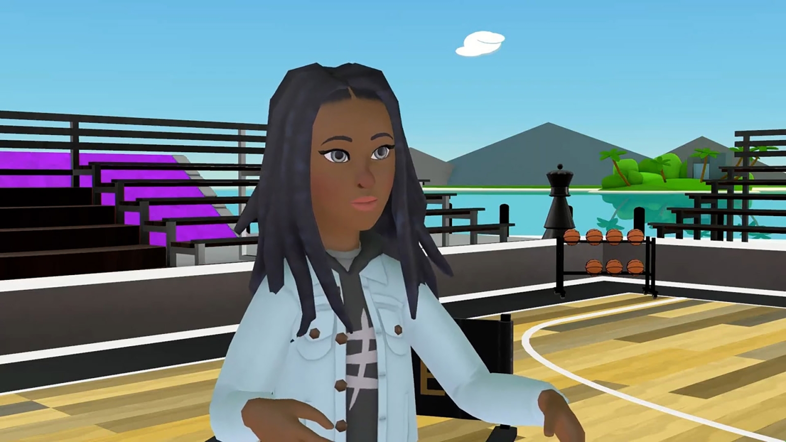 Renee Montgomery sits on the court for an interview