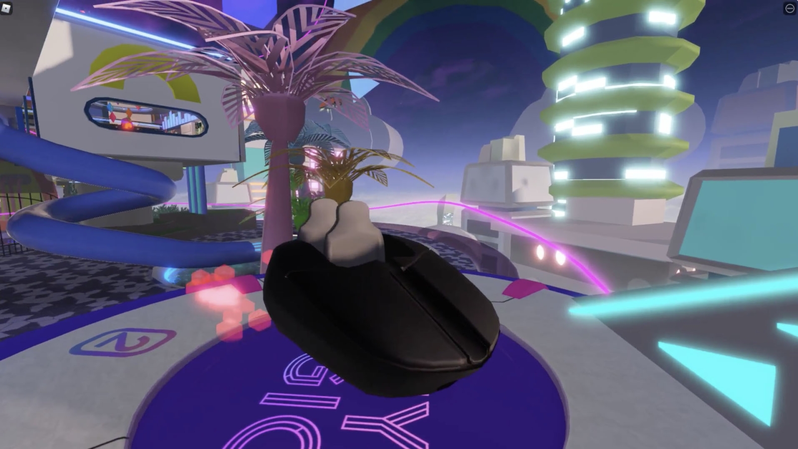 A rollercoaster cart in the Roblox world