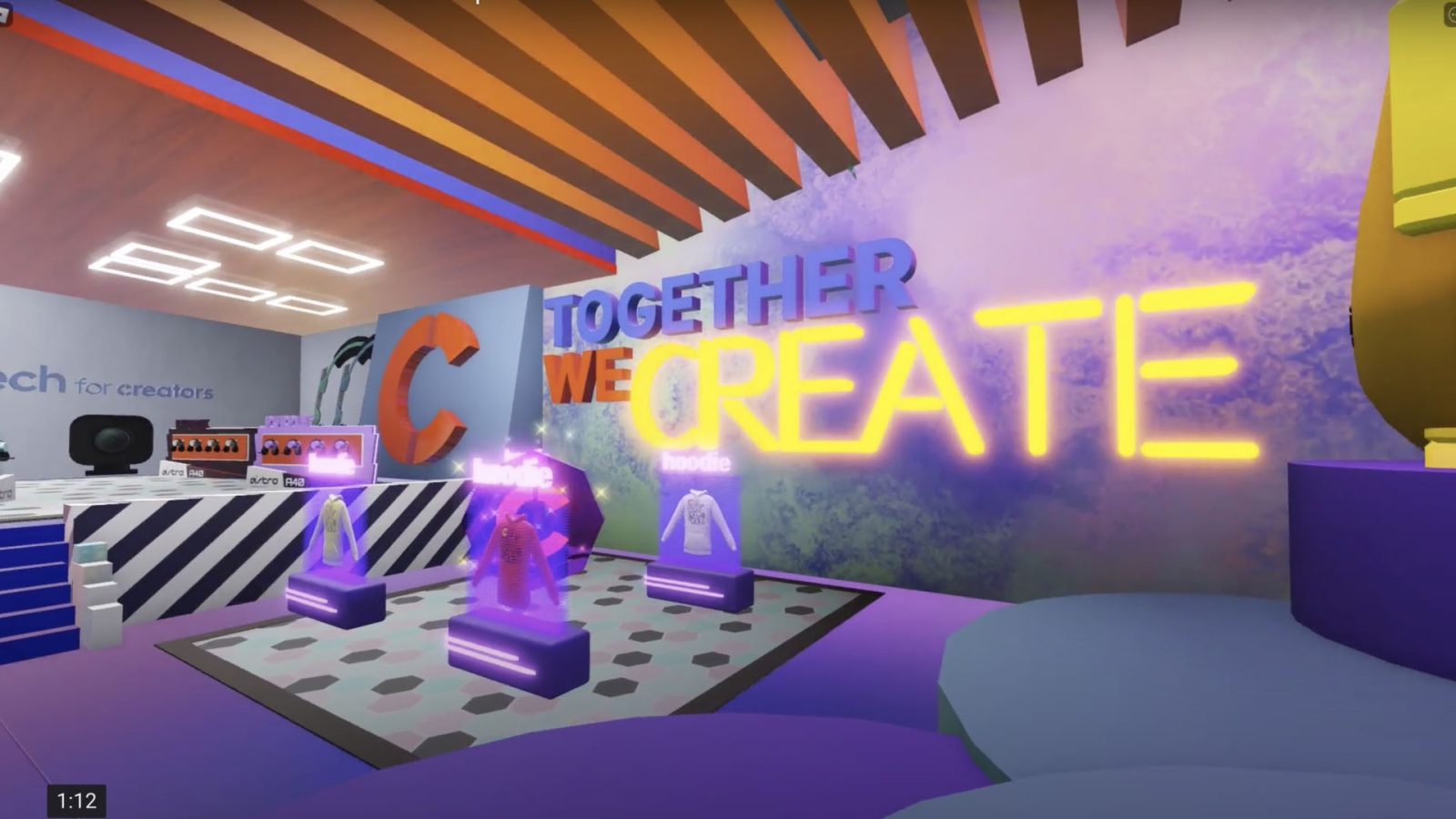 Logitech merch store inside Roblox showing items for purchase