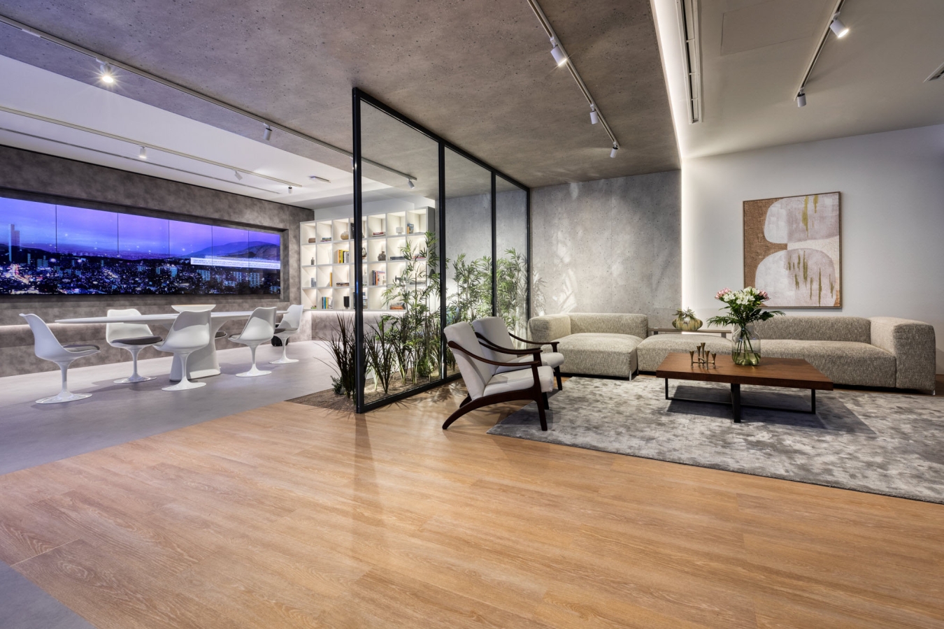A room with couches and a dining table