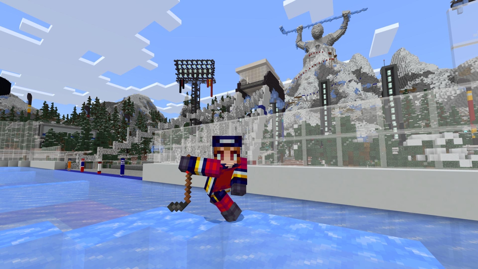 An avatar hockey player skating on the ice