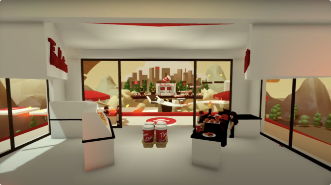 Inside the tim hortons merchandise store within Roblox