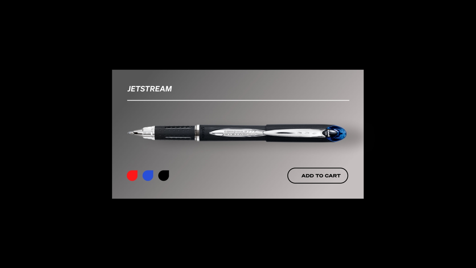 uniball pen showing the gel colors of black, red, and blue