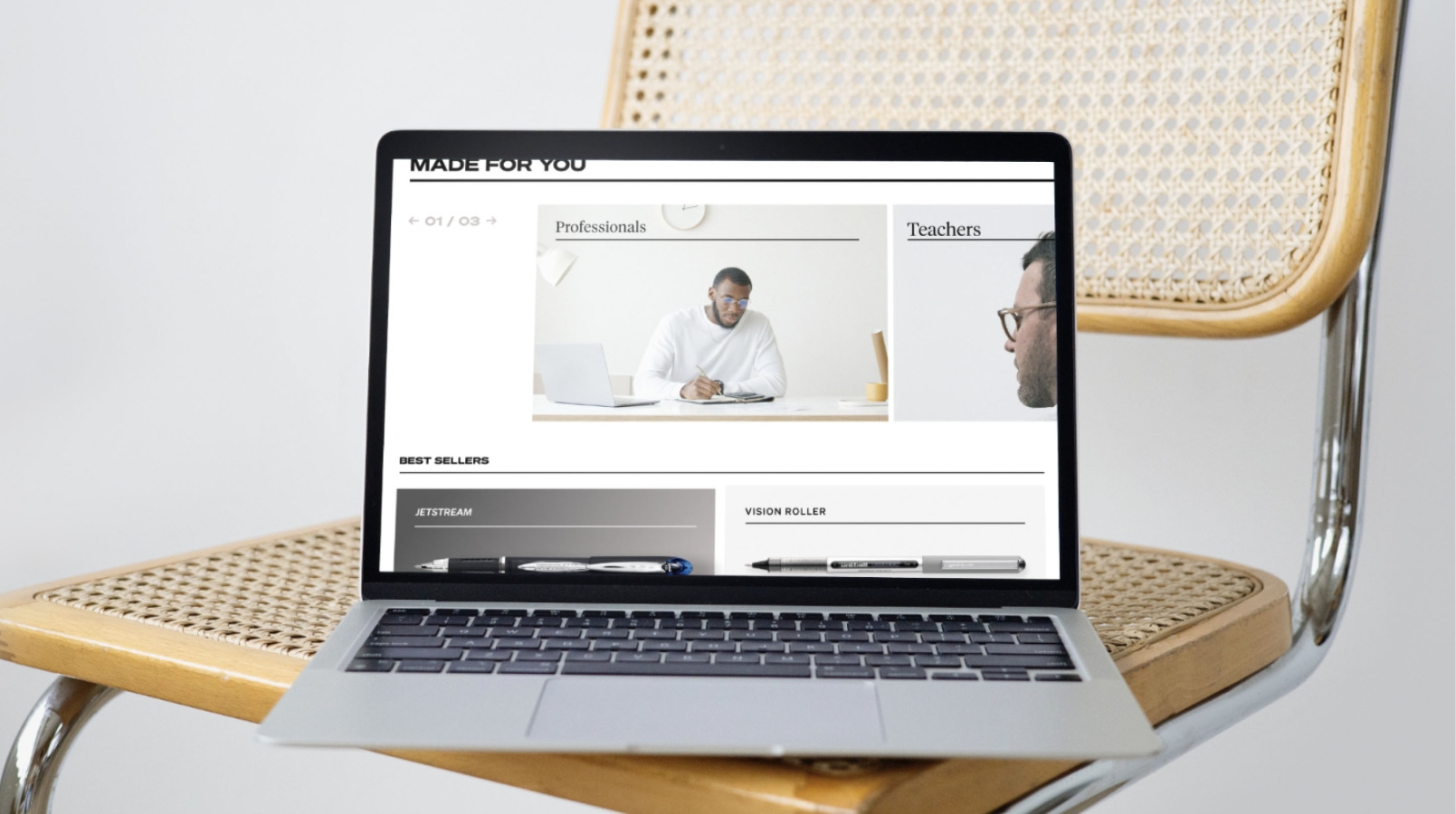 the new uni website on a laptop screen