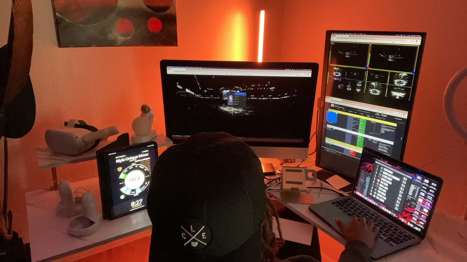 A remote editing house with a person cutting live footage