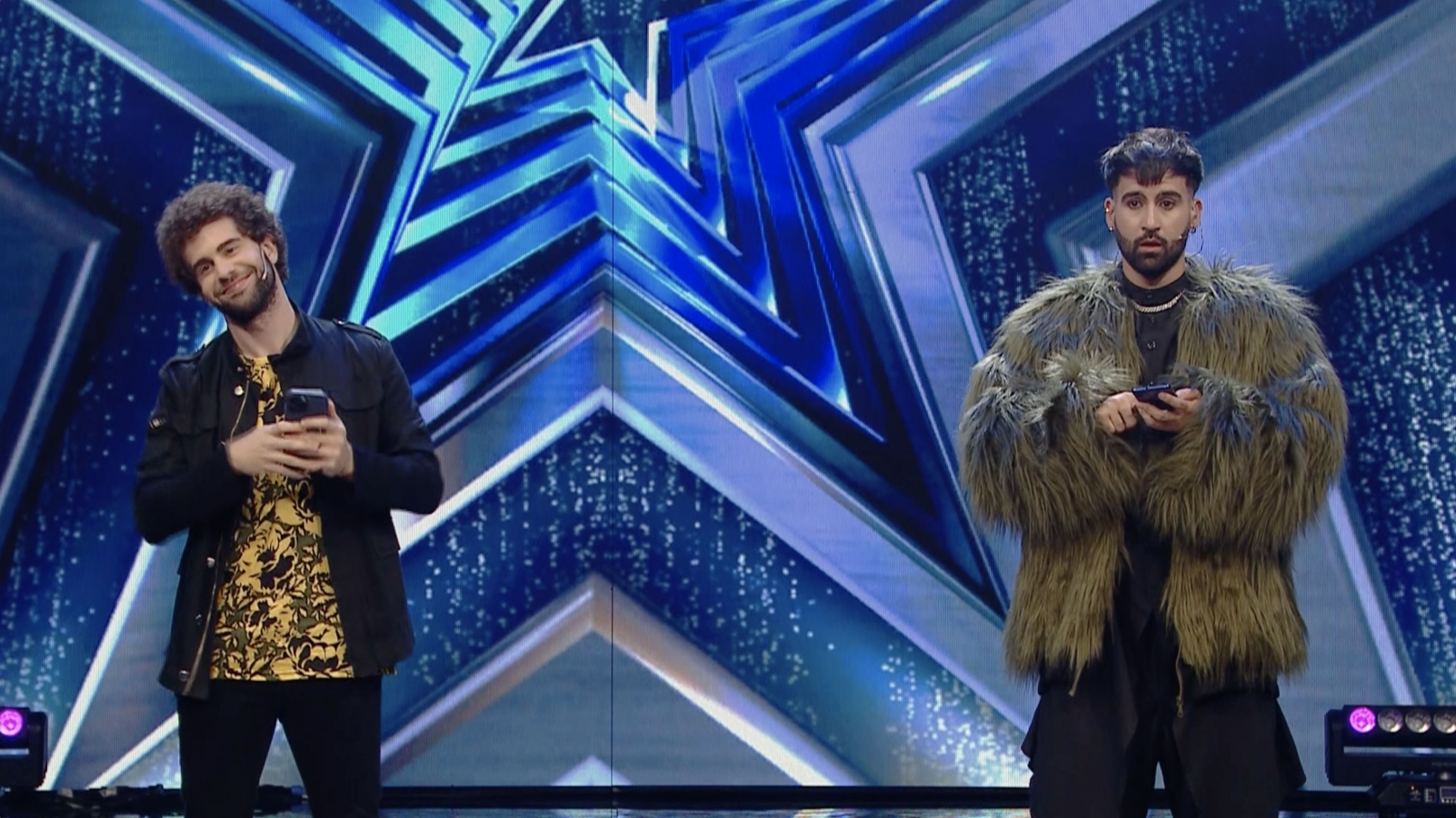 Infiltrated talent star playing against a competitor on the talent show