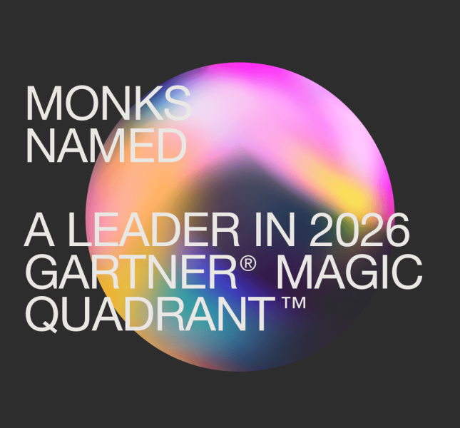 Abstract graphic that reads: Monks Named a Leader in 2026 Gartner Magic Quadrant.